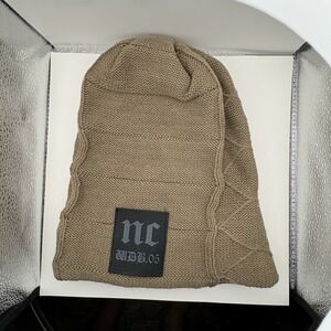 Link Mens NC Letter Patch Knit Beanie Faux Fur Lined Brown Winter Hat